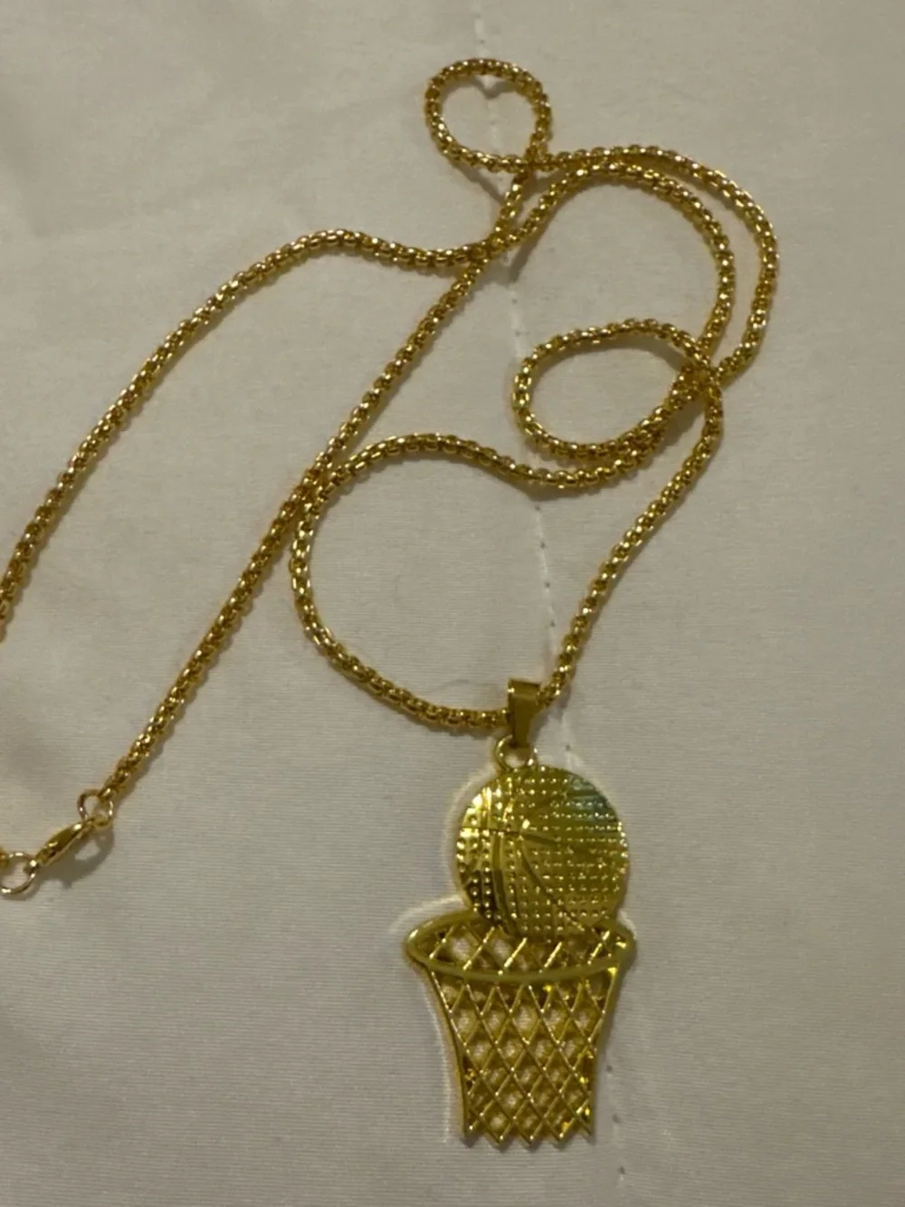 Gold Basketball Hoop Pendant Necklace